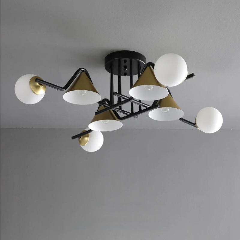 Arisha Design Metallo/Vetro Plafoniera Ambra/Grigio/Bianco Soggiorno