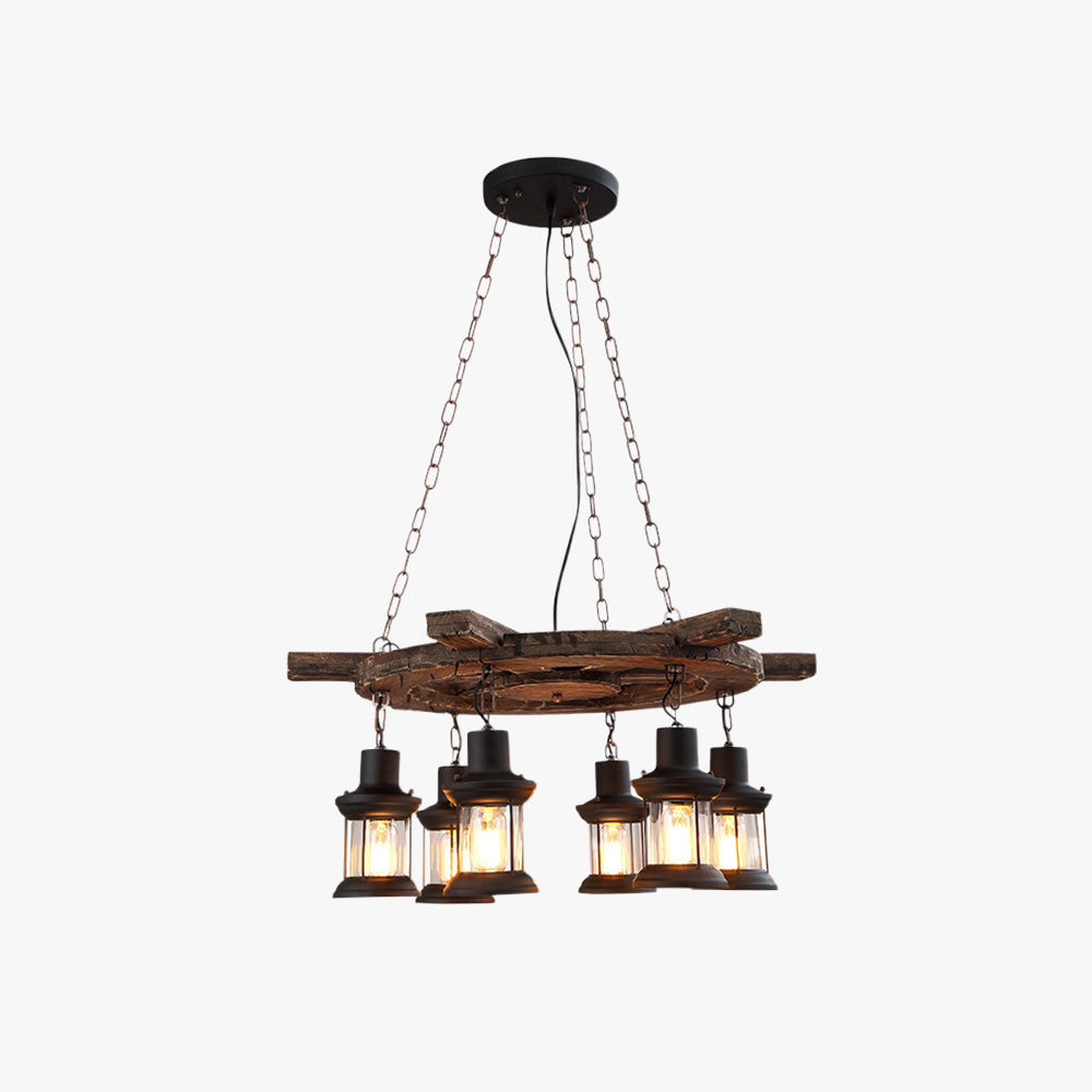 Epoch Retro Industriale LED Lampade a Sospensione Marrone Metallo Legno Soggiorno