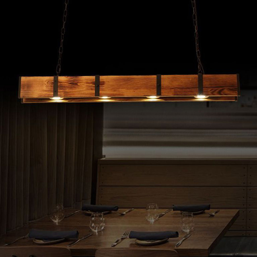 Silva Vintage LED Lampada a Sospensione Legno Lineare Soggiorno/Ristorante