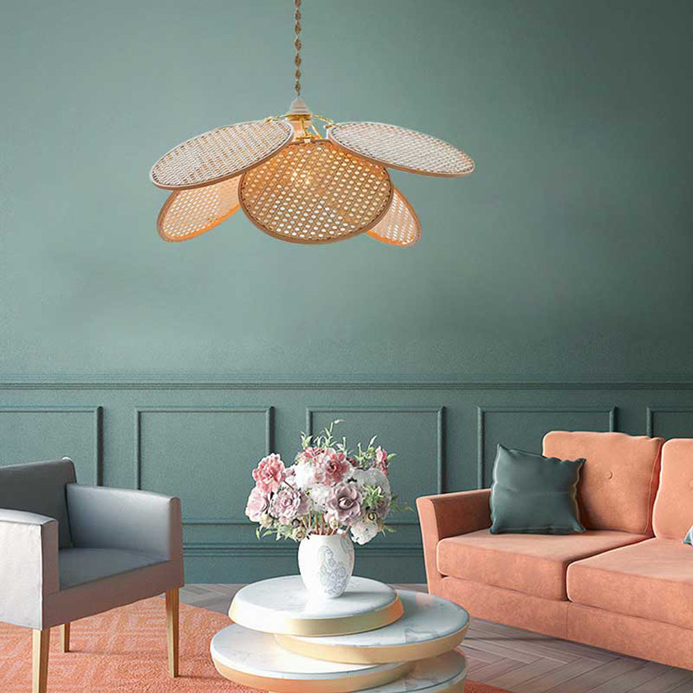 Ritta Naturale Fiore LED Lampada a Sospensione Rattan Soggiorno/Camera da Letto/Sala da Pranzo