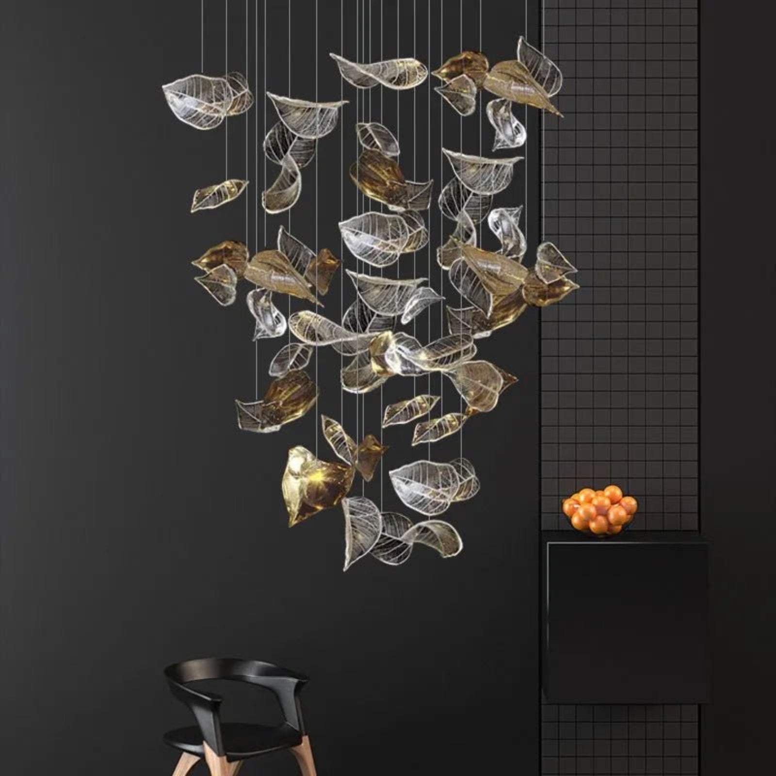 Cesilila Iridescent Metal Leaf Pendant Light - Blowlighting