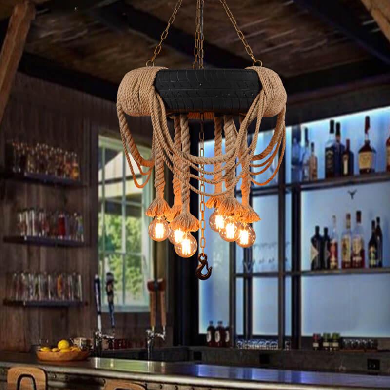 Epoch Vintage Metallo Corda Lampadari Marrone Soggiorno Sala da Pranzo