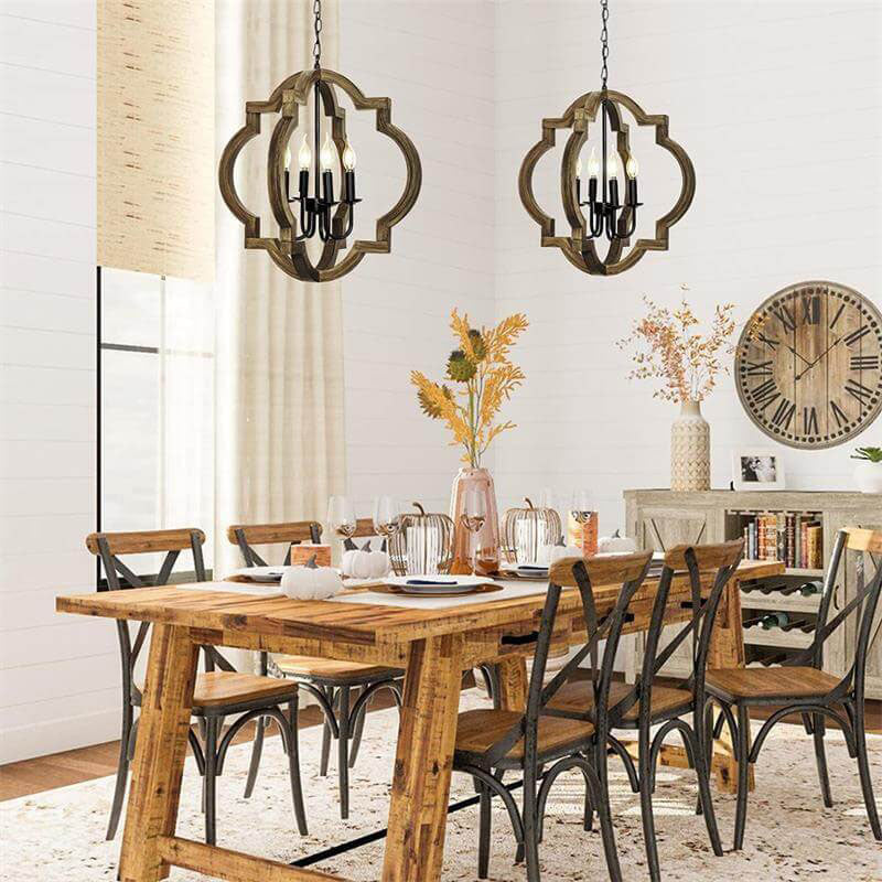 Silva Vintage Metallo/Legno Lux Lampadario Nero Camera da letto/Soggiorno