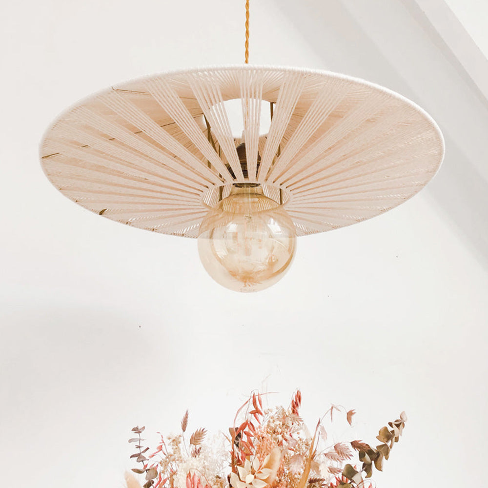 Ritta Cristallo LED Metallo Spago Lanpade a Sospensione Legno Soggiorno