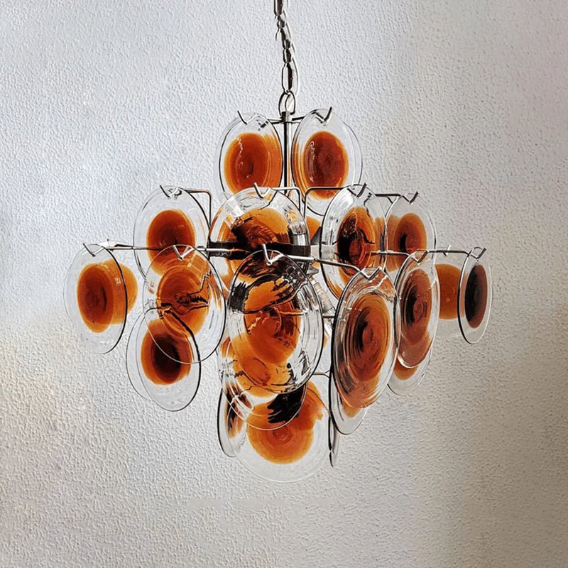 Aurora Chandelier Murano Glass Disc Mid Century - Blowlighting