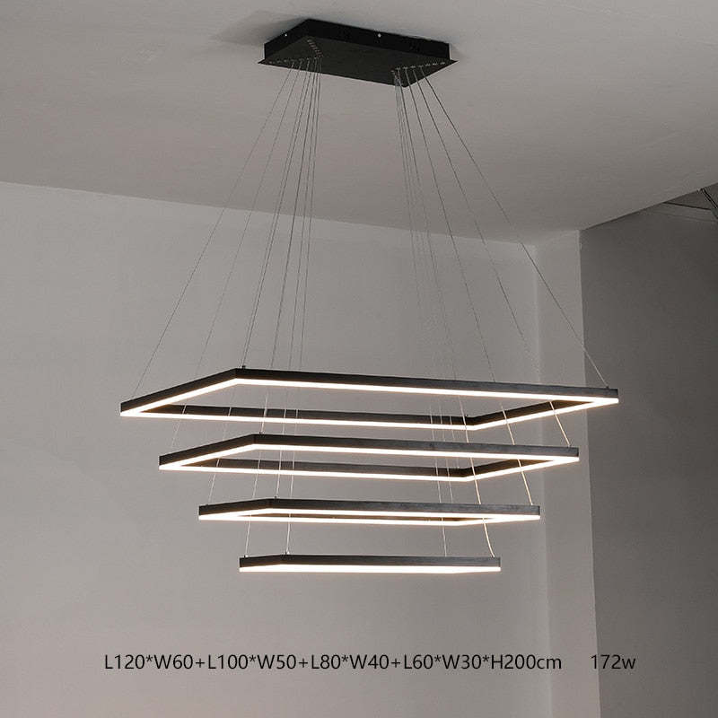 Bouvet Moderno LED Lampada a Sospensione 5 Stratificato Nera Soggiorno/Camera da Letto