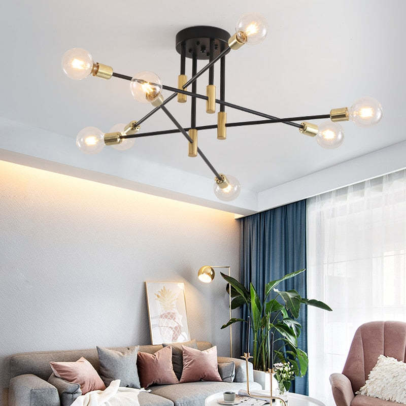 Valentina Minimalismo LED Plafoniere Nero/Oro Metallo Sala da Pranzo/Soggiorno/Camera da Letto