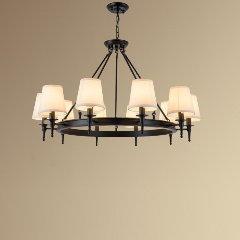 Alessio Vintage Industriale LED Lampade a Sospensione Metallo Tessuto Nero/Marrone Sala da Pranzo