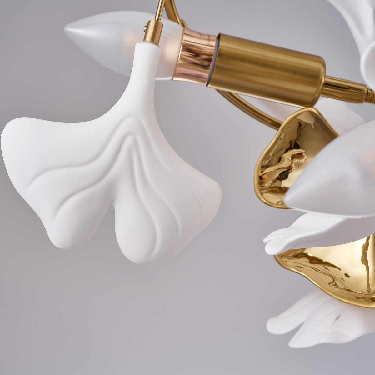 Olivia Lampada a Sospensione Ceramica Grande Foyer Foglia Gingko Soggiorno Lusso