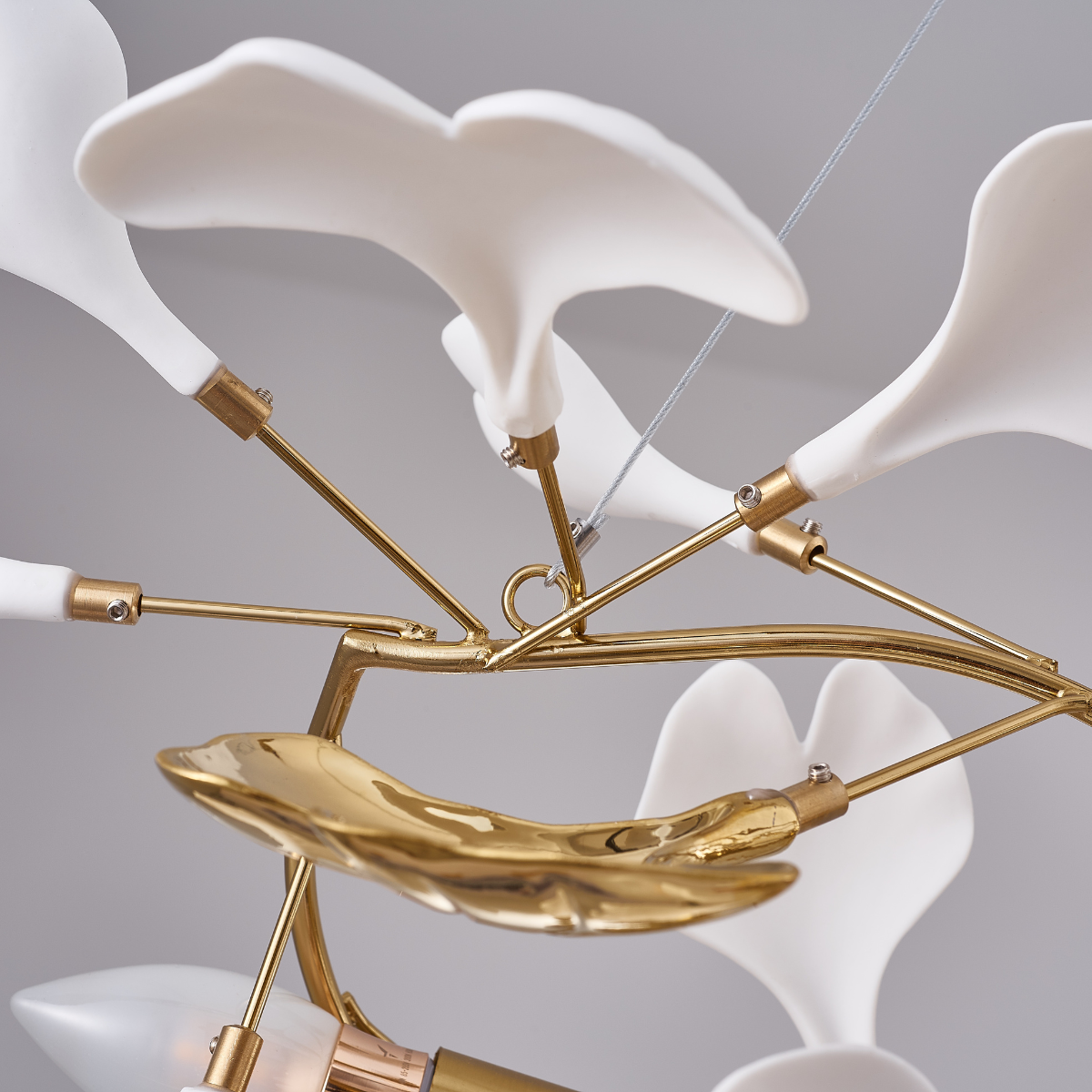 Olivia Lampada a Sospensione Ceramica Grande Foyer Foglia Gingko Soggiorno Lusso