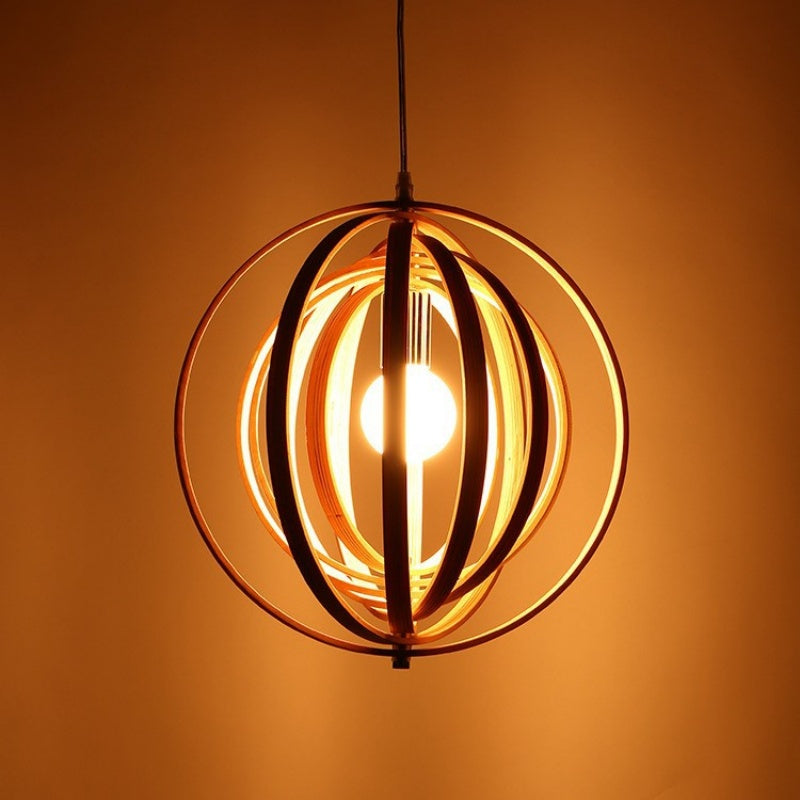 Ritta Giapponese LED Legno Lampade a Sospensione Nero/Oro Bar