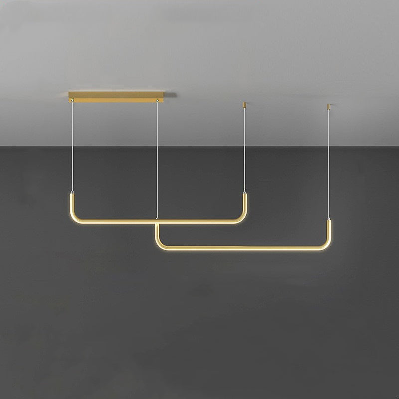 Edge Moderne LED Lampade a Sospensione Nero/Oro Lineare Doppia Cornice Soggiorno/Camera da Letto