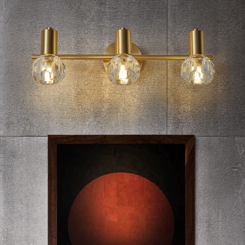 Kristy Moderno Classico LED Applique Rotondo Metallo Cristallo Oro Specchio Bagno