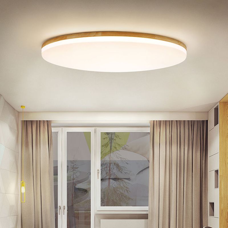 Muto Minimalista LED Plafoniere Legno Acrilico Bianco Rotondo Soggiorno/Camera da Letto