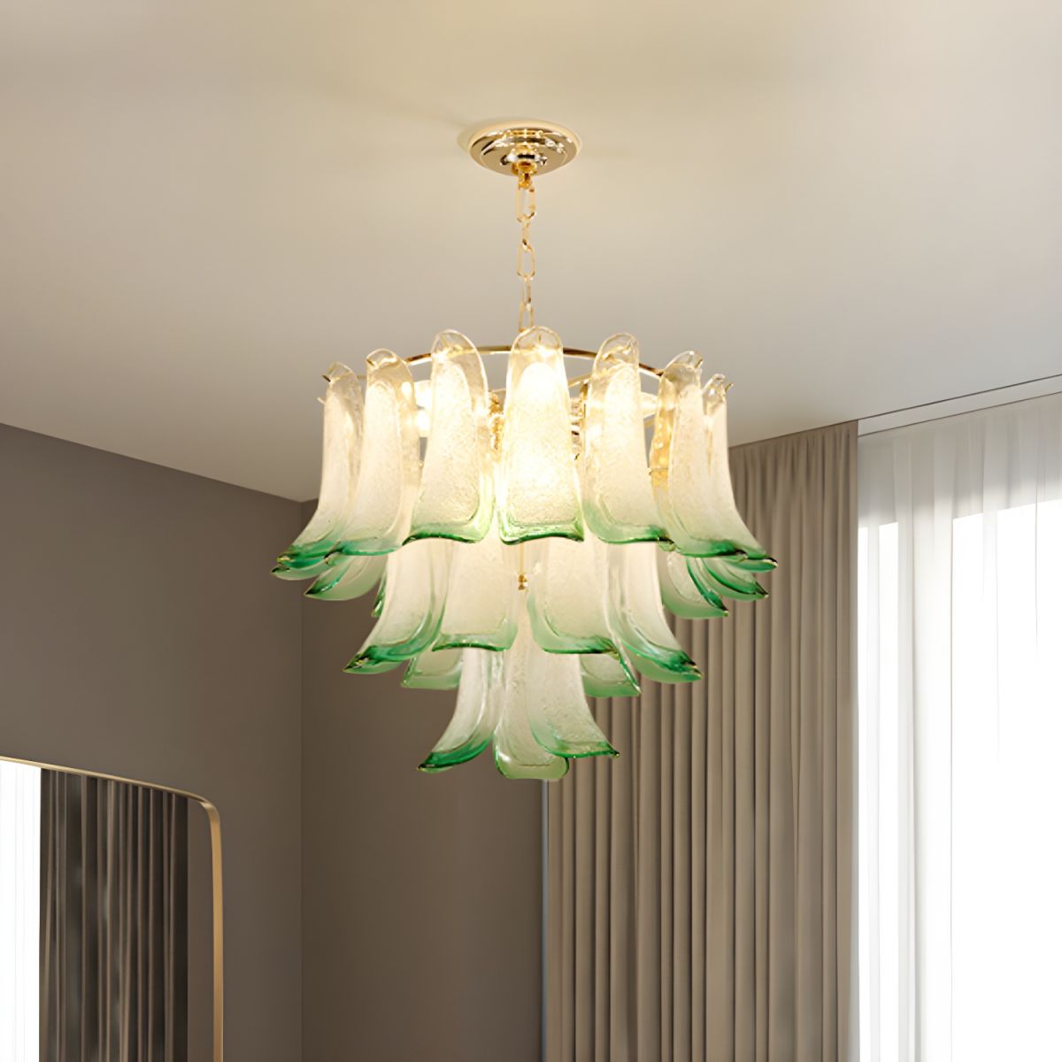Kristy Vetro Satinato Verde 3 Livelli Moderni Lampadari LED