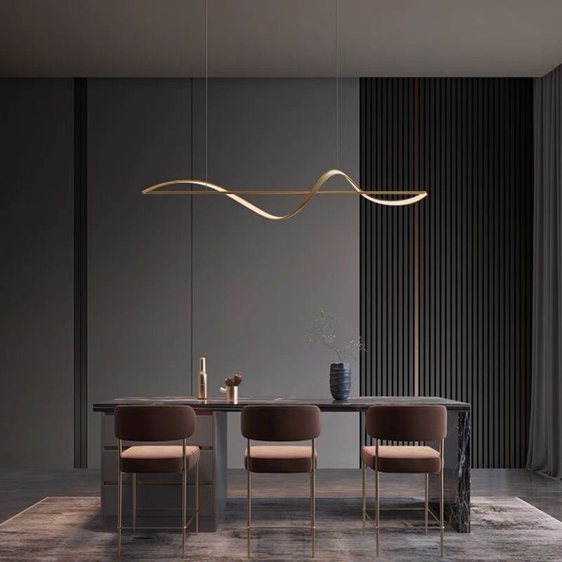 Arisha Lampada a Sospensione Metallo Ottone/Nero Onda Galleria d'Arte Minimalista