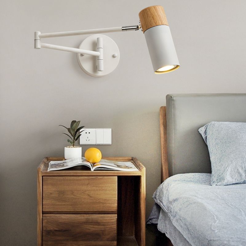 Muto Nordico LED Forma Applique Regolabile Metallo/Legno Bianco