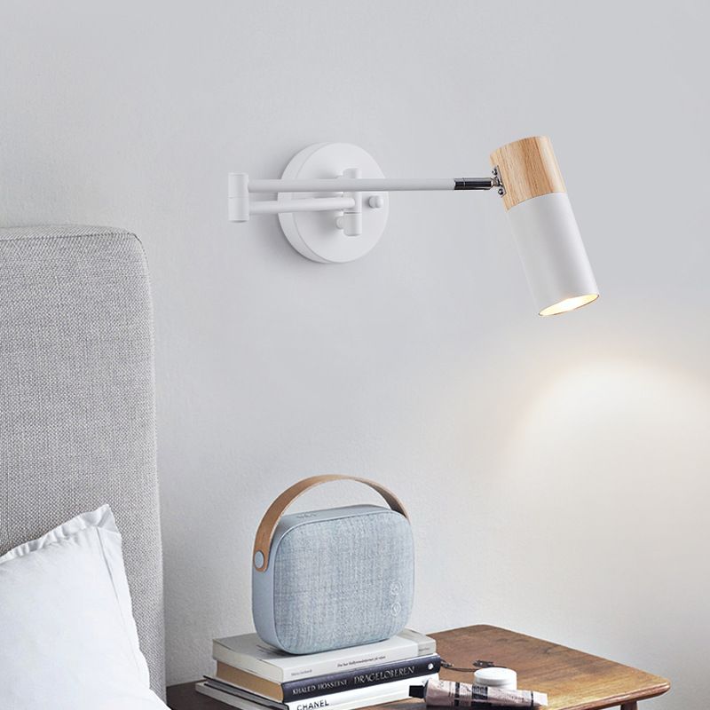 Muto Nordico LED Forma Applique Regolabile Metallo/Legno Bianco