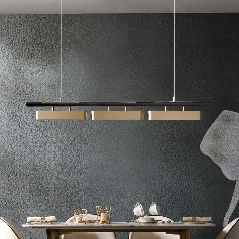 Arisha Moderne Rettangolari Lampade a Sospensione Nero/Ottone Metallo