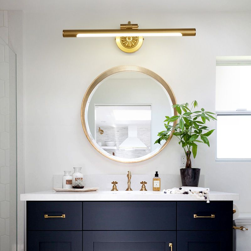 Tiffany Moderno LED Applique Specchio Lineare Vanità Metallo Acrilico Oro Bagno