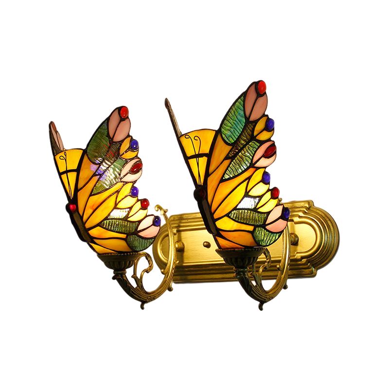 Arisha Design LED Bellissimo Decorativo Applique Metallo Vetro Artistica Farfalla Colorata Bagno