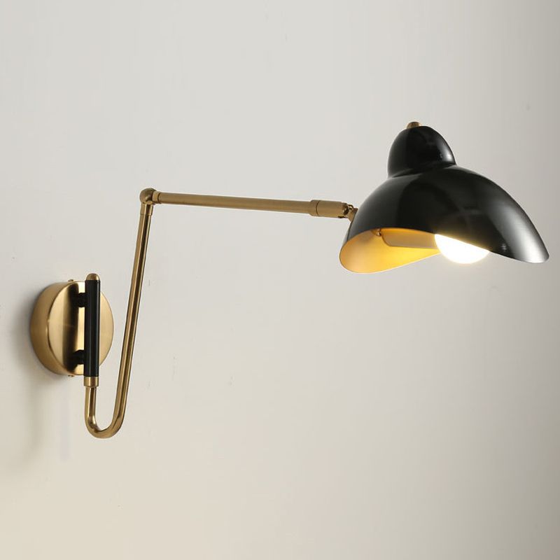 Epoch Industria Swing Braccio Vanità Applique, Nero/Oro