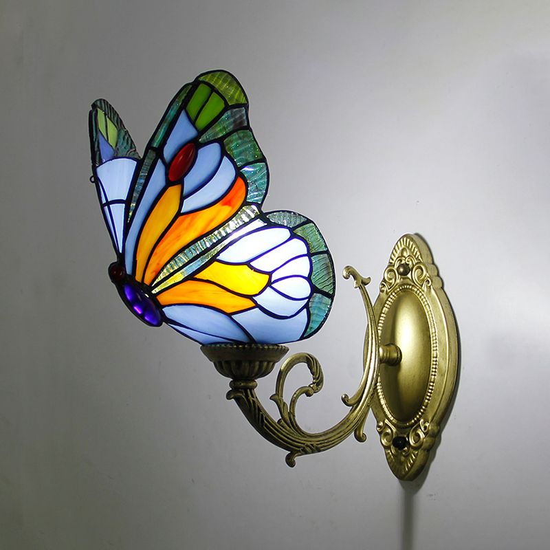 Arisha Design LED Bellissimo Decorativo Applique Metallo Vetro Artistica Farfalla Colorata Bagno