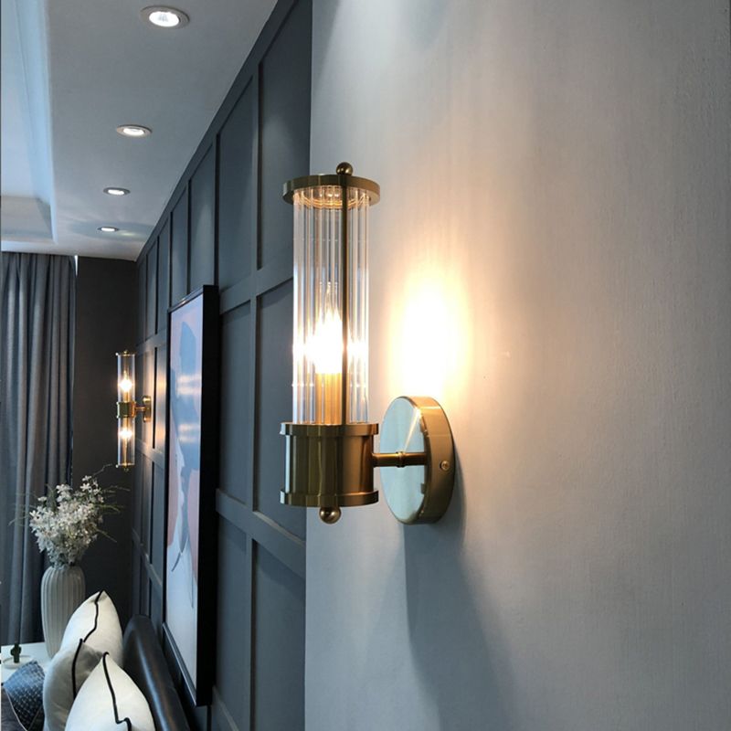 Arisha Classico LED Applique Americano Cilindrico Elegante Oro Vetro/Metallo Bagno