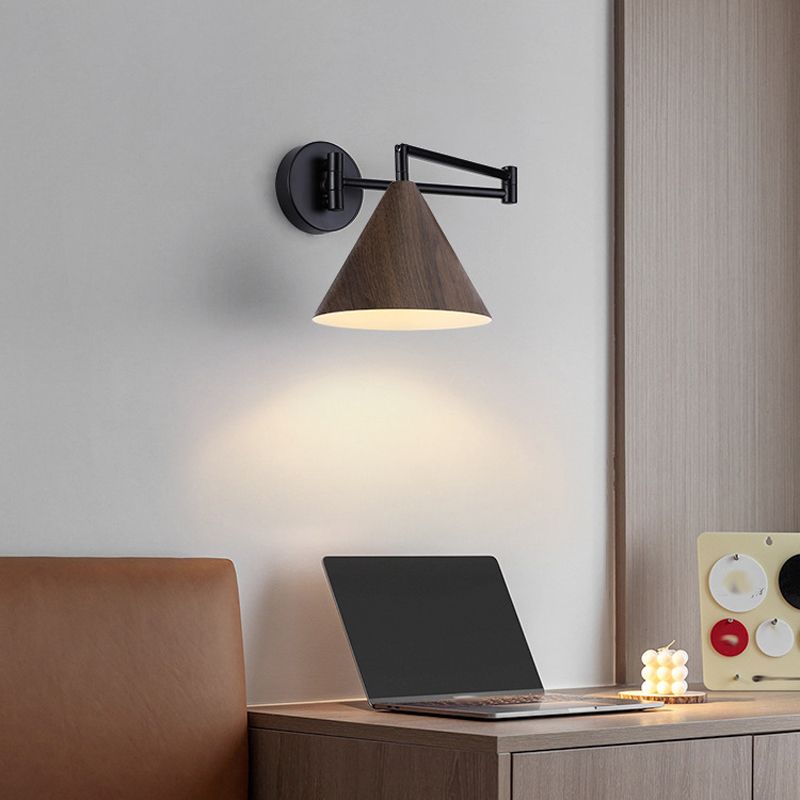 Muto Moderne Cone Applique Regolabile Metallo/Legno Soggiorno/Camera da Letto