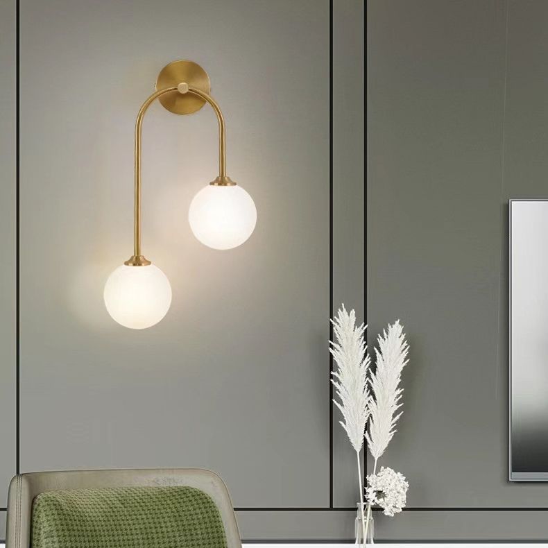 Valentina Moderno LED Arco Globo Vetro Applique Ottone Soggiorno/Camera da Letto