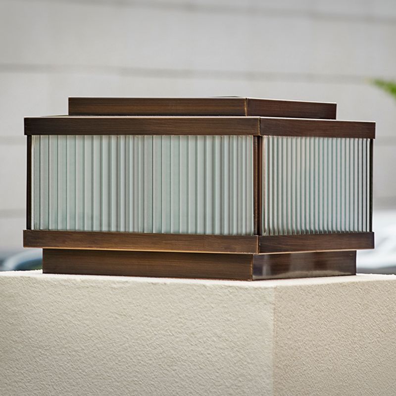 Ray Moderno Quadrate Metallo Vetro Lampade da Esterno Marrone