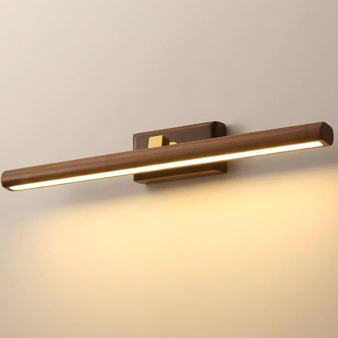 Muto Moderni LED Legno Girevole Specchio Bagno Marrone Lungo