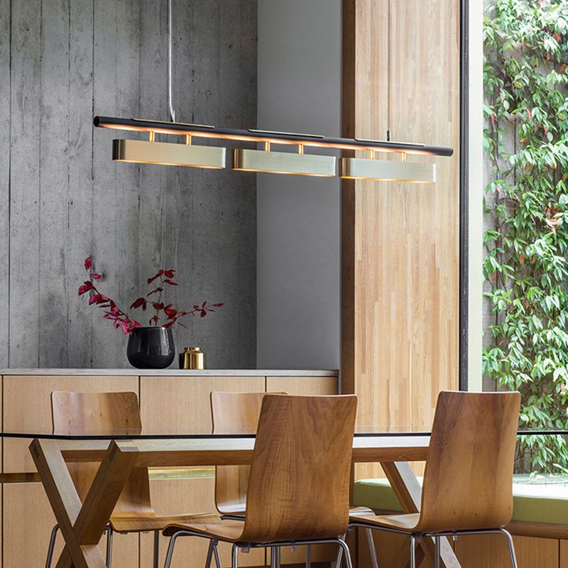Arisha Moderne Rettangolari Lampade a Sospensione Nero/Ottone Metallo