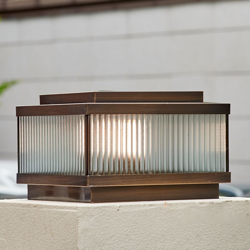 Ray Moderno Quadrate Metallo Vetro Lampade da Esterno Marrone