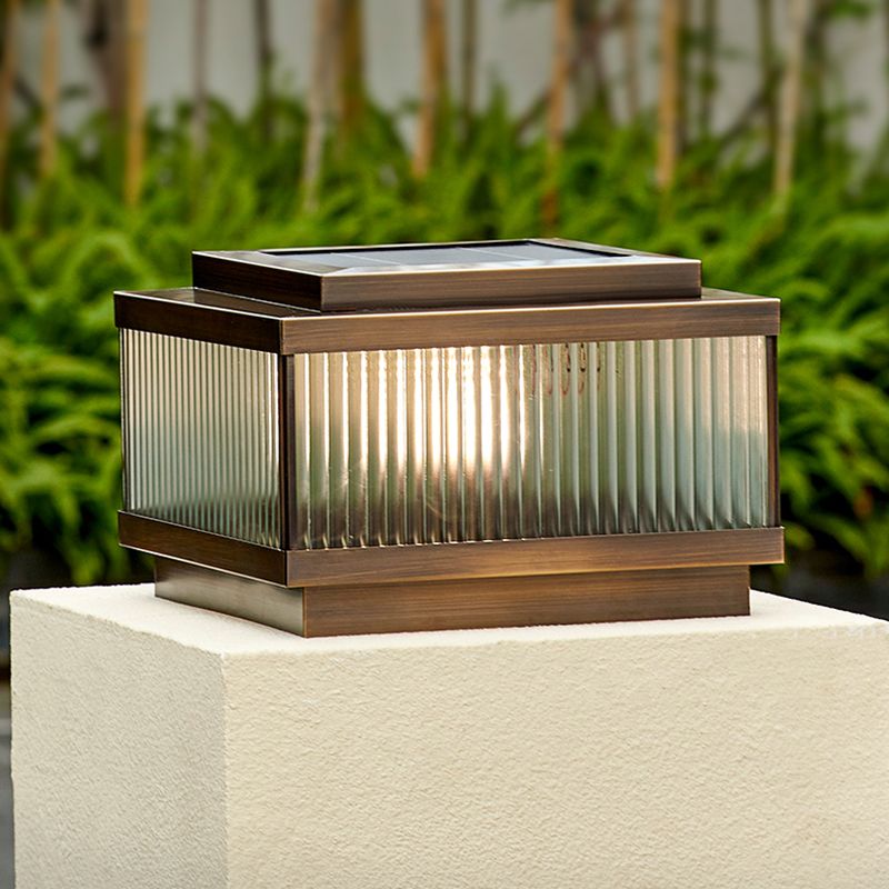 Ray Moderno Quadrate Metallo Vetro Lampade da Esterno Marrone