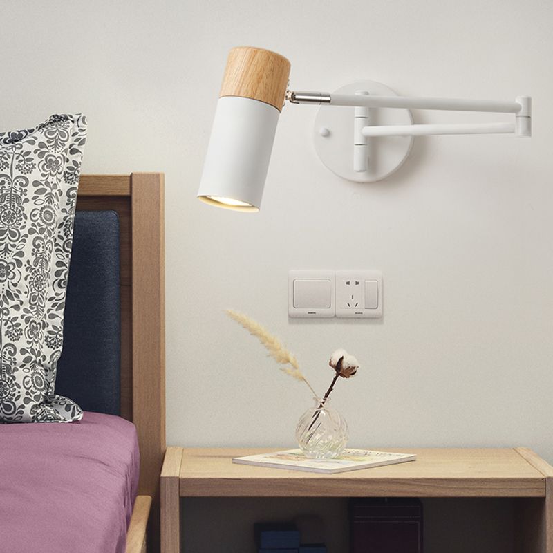 Muto Nordico LED Forma Applique Regolabile Metallo/Legno Bianco