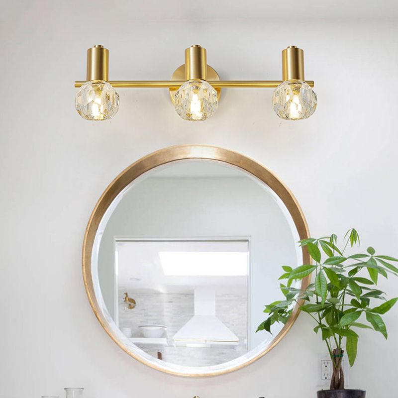 Kristy Moderno Classico LED Applique Rotondo Metallo Cristallo Oro Specchio Bagno