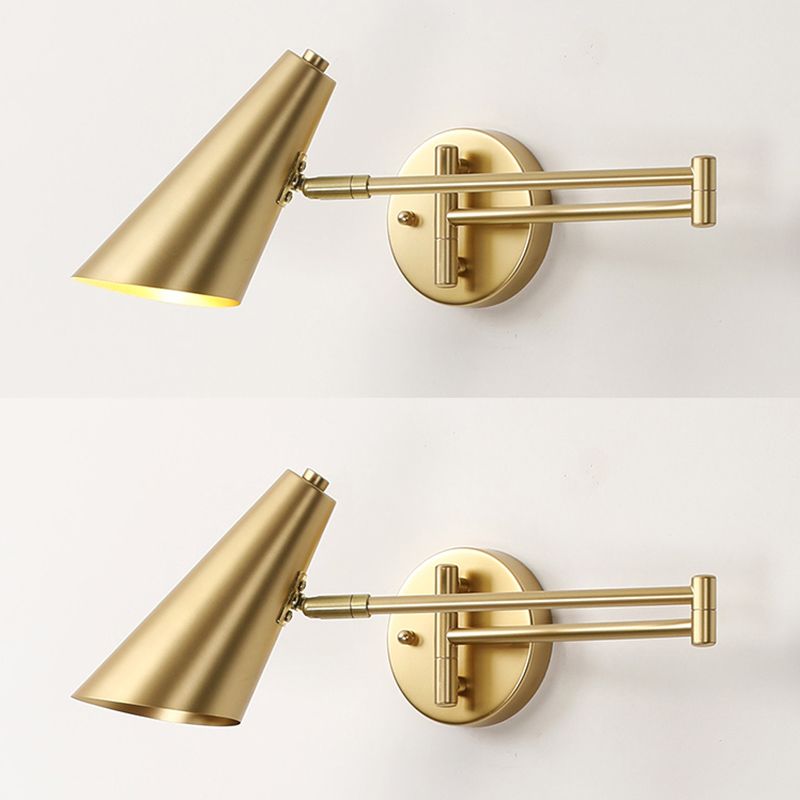 Arisha Moderne LED Applique Cone Regolabile Metallo Nero/Oro Camera da Letto