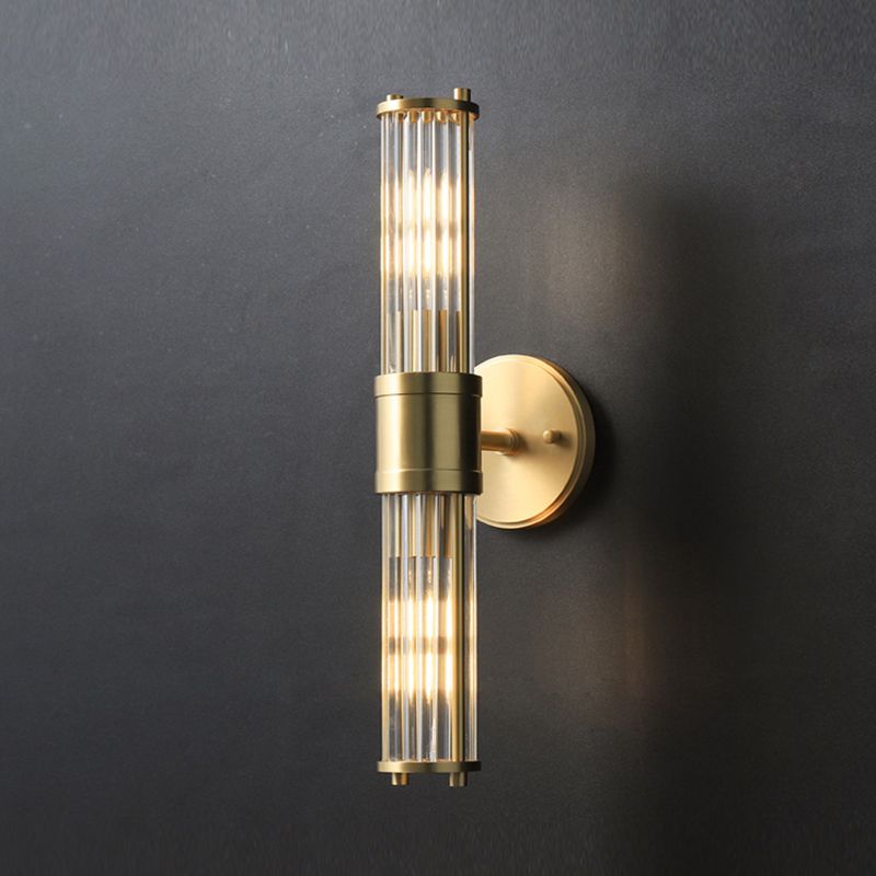 Arisha Classico LED Applique Americano Cilindrico Elegante Oro Vetro/Metallo Bagno