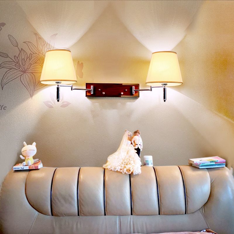 Arisha Moderni LED Applique Doppia Testa Della Lampada Regolabile Tessuto Bianco Soggiorno/Camera da Letto