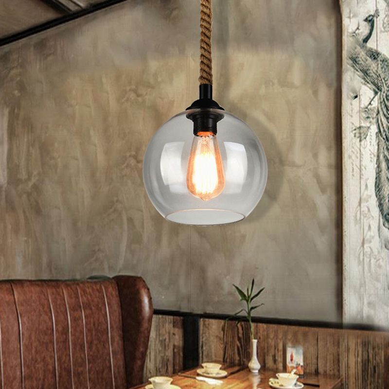 Valentina Vintage Industriale Sfera Vetro Lampada a Sospensione Soggiorno