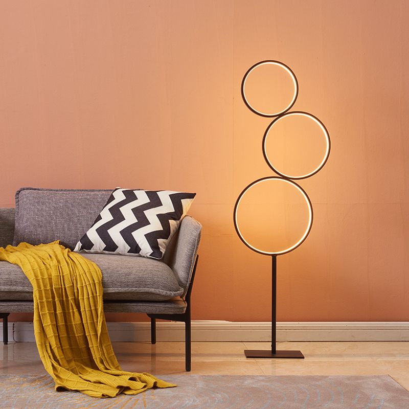 Arisha Minimalismo LED Anello Lampade da Terra Metallo Nero/Bianco Soggiorno/Camera da Letto