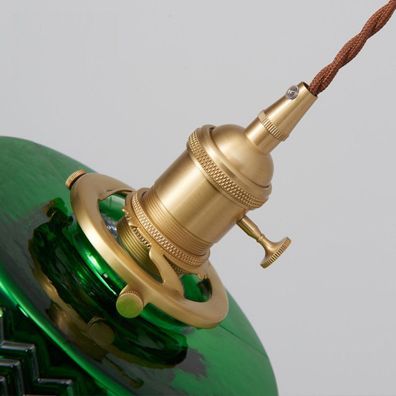 Valentina Retro Rotondo Metallo Vetro Lampada a Sospensione Verde
