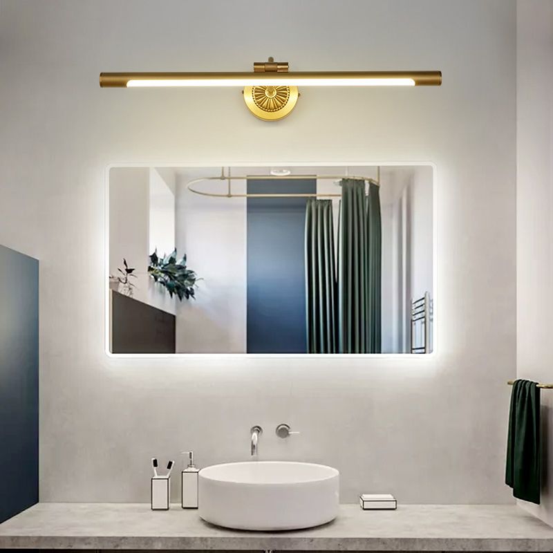 Tiffany Moderno LED Applique Specchio Lineare Vanità Metallo Acrilico Oro Bagno