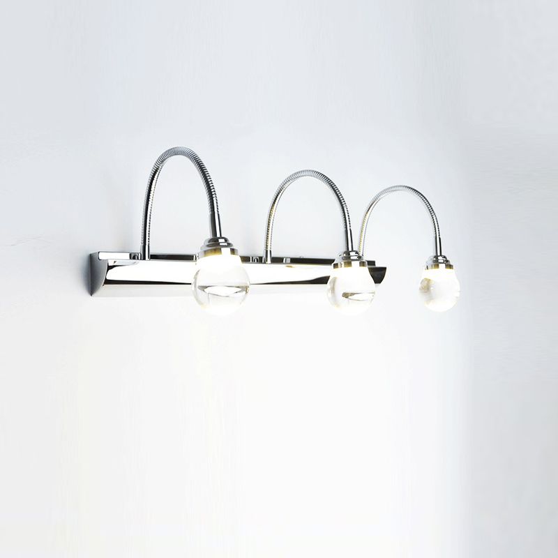 Arisha Moderno Curve Intorno Acciaio/Acrilico Applique Bianco