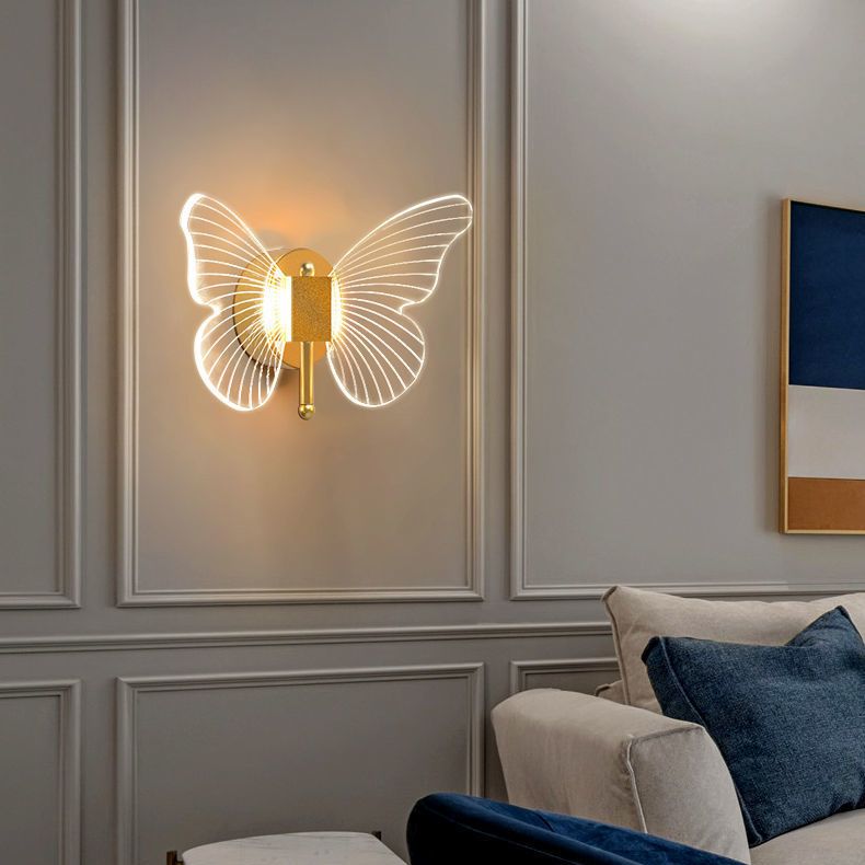 Arisha Design LED Farfalla Oro Applique Soggiorno/Camera da Letto/Bagno