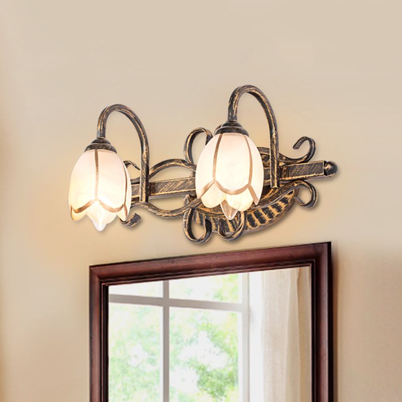 Arisha Moderni LED Applique Metallo/Vetro Ottone Fiore Camera da Letto Antico