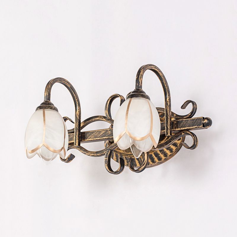 Arisha Moderni LED Applique Metallo/Vetro Ottone Fiore Camera da Letto Antico