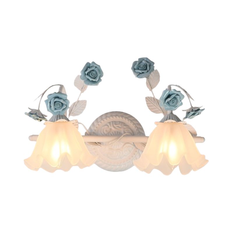 Arisha Vintage LED Fiore Metallo Applique Blu/Rosa Camera da Letto/Soggiorno/Bagno