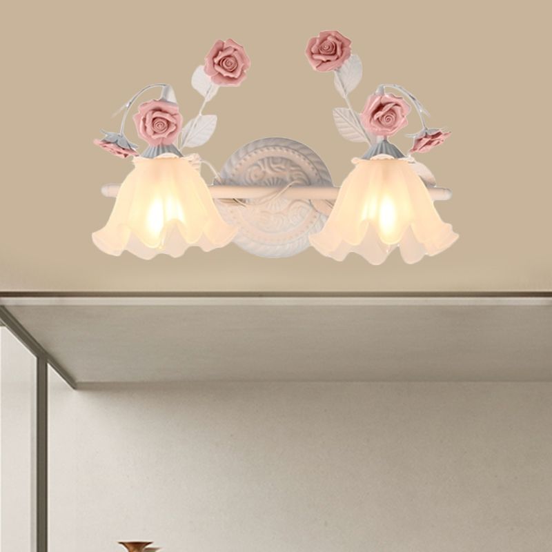 Arisha Vintage LED Fiore Metallo Applique Blu/Rosa Camera da Letto/Soggiorno/Bagno